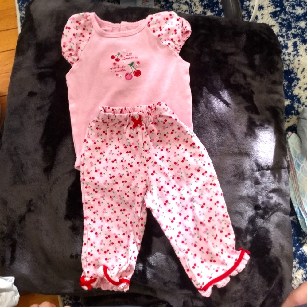 Carter's 12 month baby girl cherry outfit